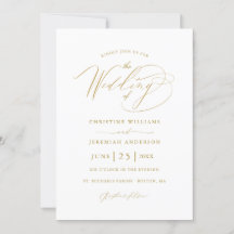 Elegant White Guld Script Minimalist Bröllop
