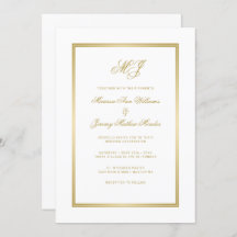 Elegant White Guld Script Monogram Bröllop