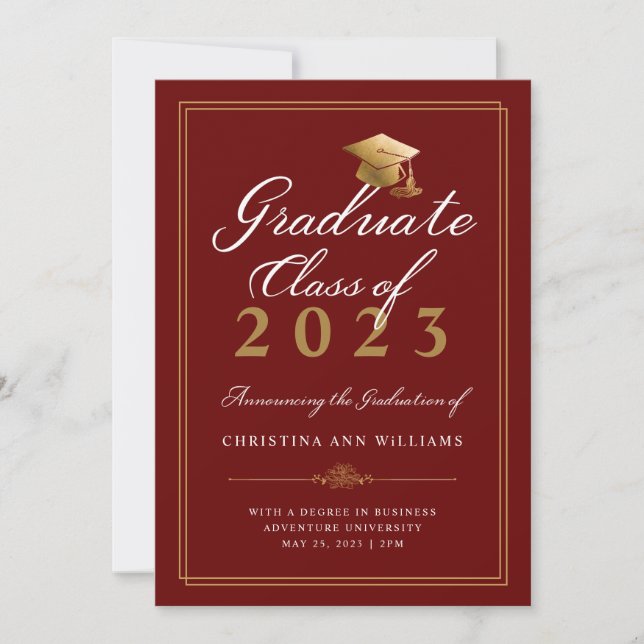 Elegant White Guld Script Red College-utbildning Meddelande (Framsida)