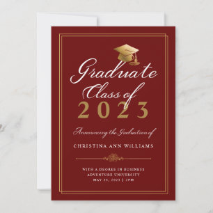 Elegant White Guld Script Red College-utbildning Meddelande