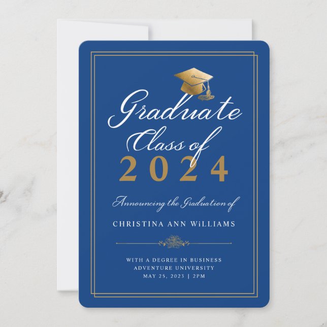 Elegant White Guld Script Royal College Graduation Meddelande (Framsida)