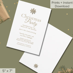 Elegant White Guld Snowflake-jul Party Inbjudningar