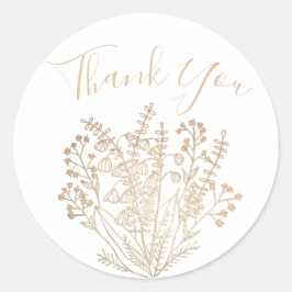 Elegant White & Guld Tack Sticker Runt Klistermärke
