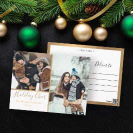 Elegant White Helgdag Cheer Photo Collage Guld Vykort