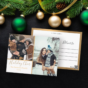 Elegant White Helgdag Cheer Photo Collage Guld Vykort