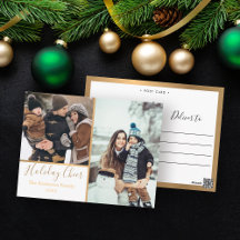 Elegant White Helgdag Cheer Photo Collage Guld