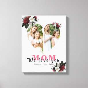 Elegant White Hjärtformade Gift för Mors dag Canvastryck