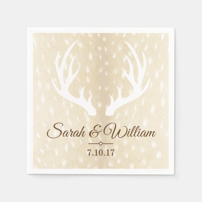 Elegant White Hjort Antlers & Fawn Göm Skriv ut Pappersservett (Framsidan)