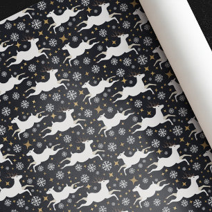 Elegant White Hjort och Guld Star Navy God Jul Presentpapper
