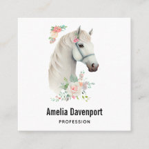 Elegant White Horse Boho Blommigt
