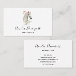 Elegant White Horse Boho Blommigt Visitkort