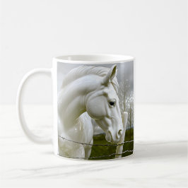 Elegant White Horse Kaffemugg