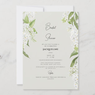 Elegant White Hydrangea Beige Möhippa Inbjudningar