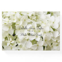 Elegant White Hydrangea Blommigt Bröllop Guest Bok