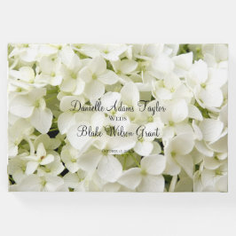 Elegant White Hydrangea Blommigt Bröllop Guest Bok
