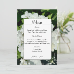 Elegant White Hydrangea Bröllop Menu Meny