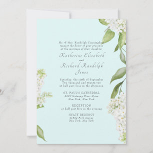 Elegant White Hydrangea Seafoam II Bröllop Inbjudningar