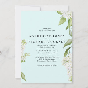 Elegant White Hydrangea Seafoam III Bröllop Inbjudningar