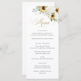 Elegant White Hydrangea Sunwers Bröllop Menu Meny