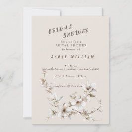 Elegant White & Ivory Blossom Bridal Shower Inbjudningar