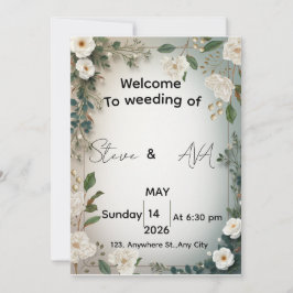 Elegant White Jasmine Floral Wedding Invitation |  Inbjudningar