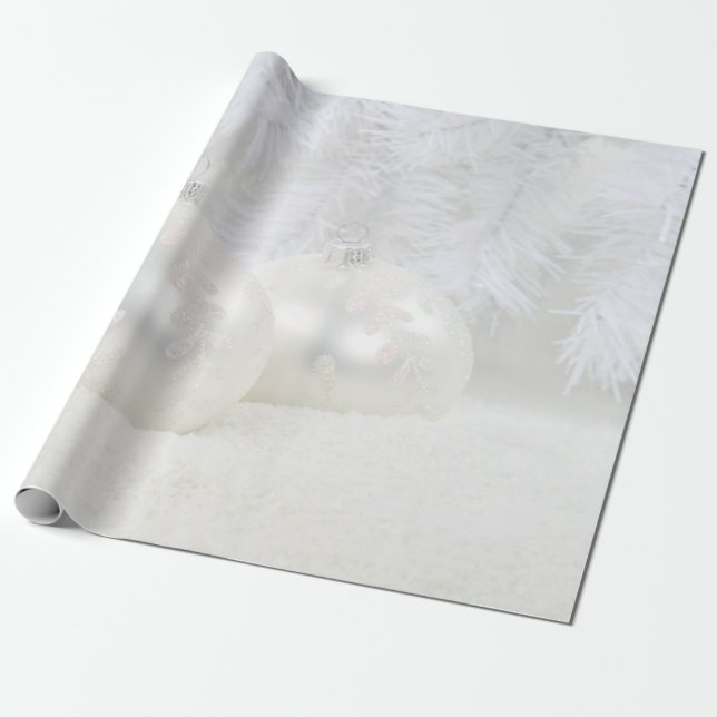 Elegant White jul Bollar Helgdag Presentpapper (Utrullad)