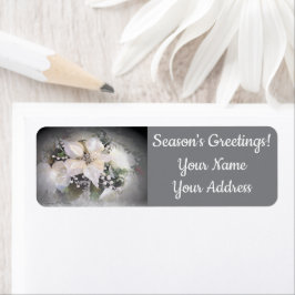 Elegant White jul Poinsettia Returadress Etikett