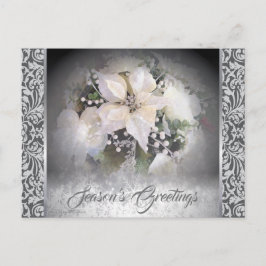 Elegant White jul Poinsettia Vykort