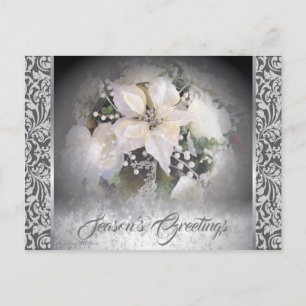 Elegant White jul Poinsettia Vykort