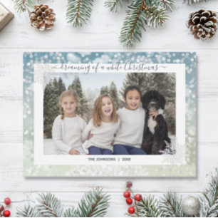 Elegant White jul Snowflake Crystal Bokeh Julkort