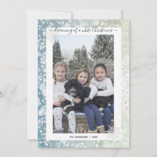 Elegant White jul Snowflake Crystal Bokeh Julkort