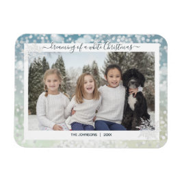 Elegant White jul Snowflake Crystal Bokeh Magnet
