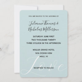 Elegant White Kärlek Aqua Mint Bröllop Inbjudningar