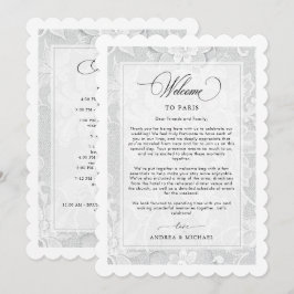 Elegant White Lace Wedding Welcome Itinerary Card Inbjudningar