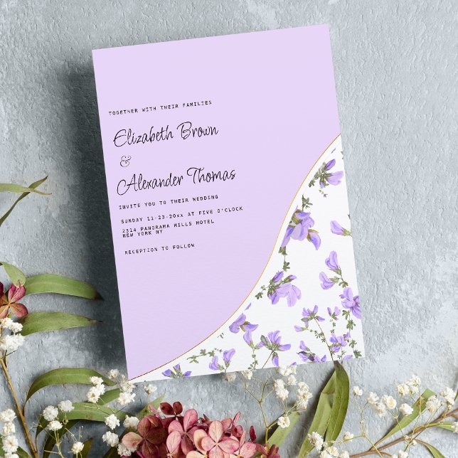 Elegant white lavender wildblomboho bröllop inbjudningar (Elegant white lavender wildflower boho wedding )