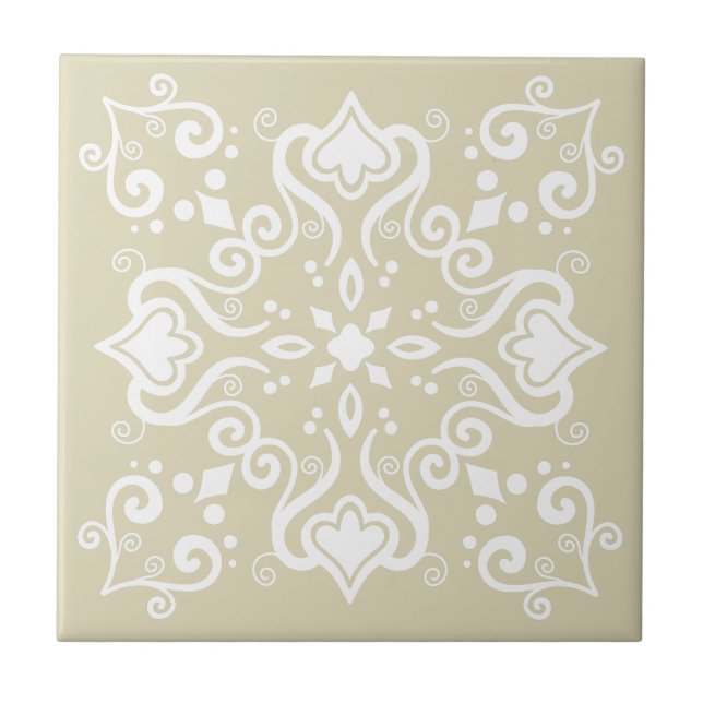 Elegant White Light Beige Azulejo Mönster A01c Kakelplatta (Framsidan)