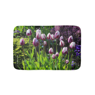 Elegant White Lila Flaming Flagga Triumph Tulips Badrumsmatta
