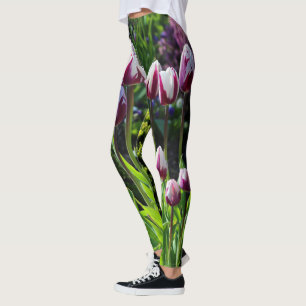Elegant White Lila Flaming Flagga Triumph Tulips Leggings