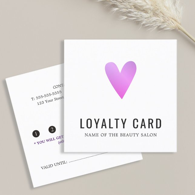 Elegant White Lila Heart Beauty Salon Lojalitetskort (Skapare uppladdad)