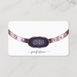 Elegant White Lila och Ro Guld judar Monogram Visitkort