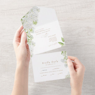 Elegant White Lilac Blommigt Bröllop Guld Text - a
