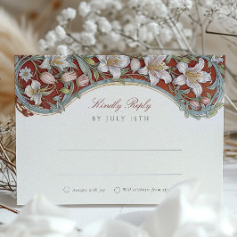 Elegant White Lilies Art nouveau Bröllop OSA Card Inbjudningar