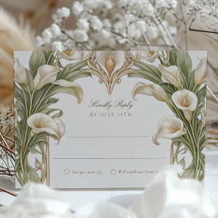 Elegant White Lilies Art nouveau Bröllop OSA Card Inbjudningar