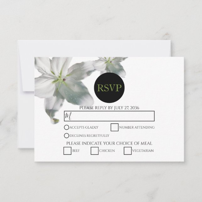 Elegant White Lilies Bröllop OSA Cards (Framsida)