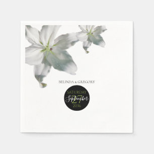 Elegant White Lilies Bröllop Pappersservett