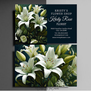 Elegant White Lily Flower Florist Visitkort