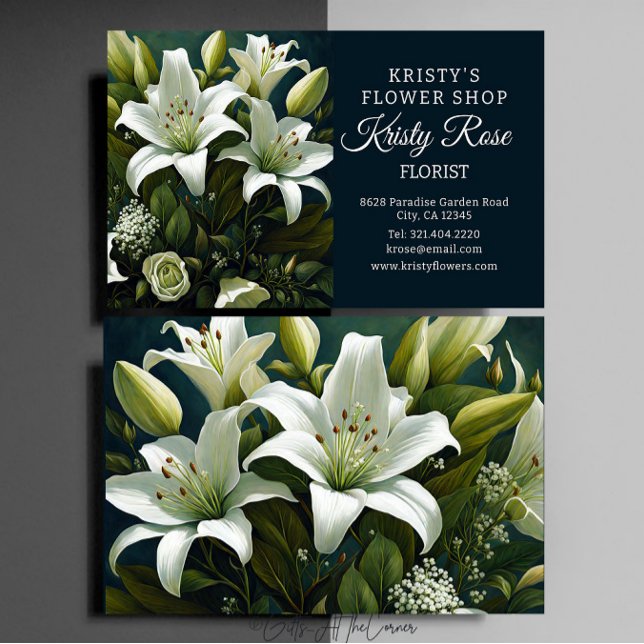 Elegant White Lily Flower Florist Visitkort (Skapare uppladdad)