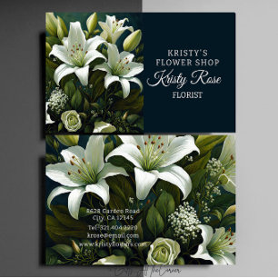Elegant White Lily Flower Florist Visitkort