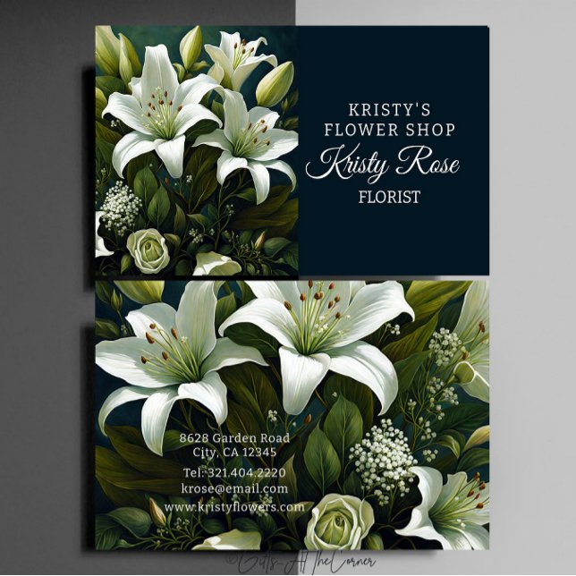 Elegant White Lily Flower Florist Visitkort (Skapare uppladdad)