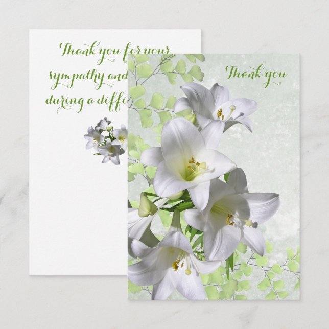 Elegant White Lily Flowers Sympati Tack Kort (Fram/baksida)